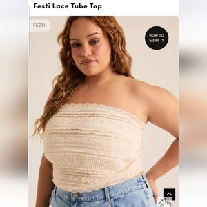 torrid Festi Cream Lace Strapless Tube Top